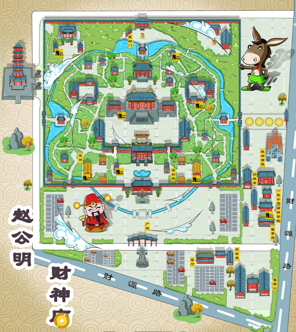 青海寺庙类手绘地图